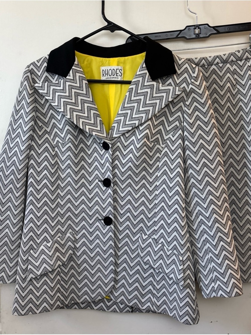 Vintage Rhodes California Blazer Jacket Skirt Suit Zig Zag 2 Piece Set Size 9 10